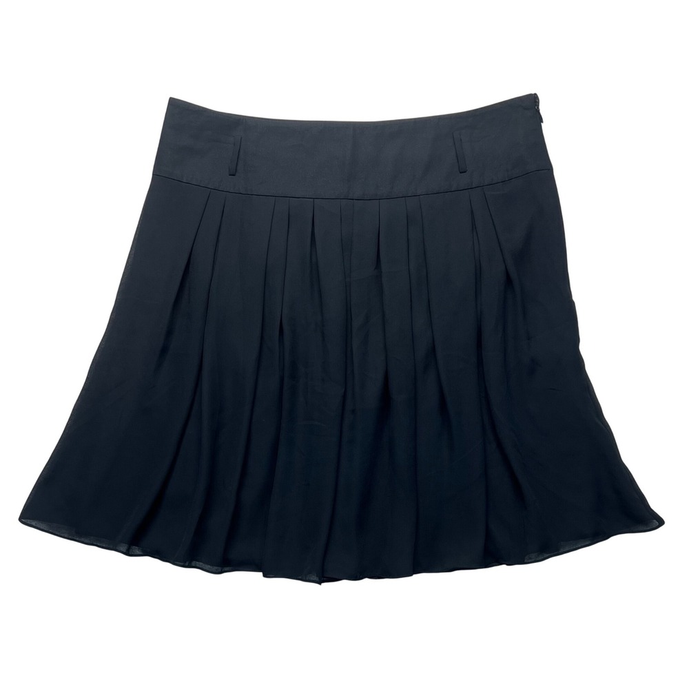 Vince Camuto Black Pleated A-Line Skirt Women's 12 Career Party Belt loops Flowy